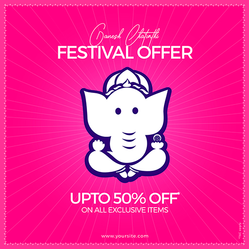 Happy Ganpati Chaturthi Banner Design Vector Template on Colored Background