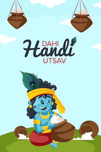 Dahi handi utsav on janmashtami festival flyer template