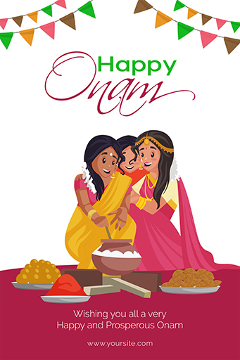 Happy Onam Festival Illustration Flyer Design Template