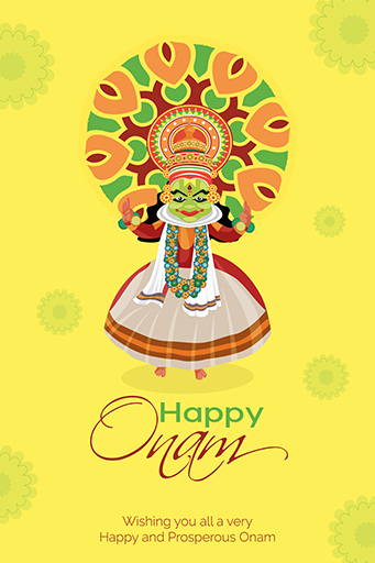 Happy Onam Festival Flyer Template on a Colorful Background