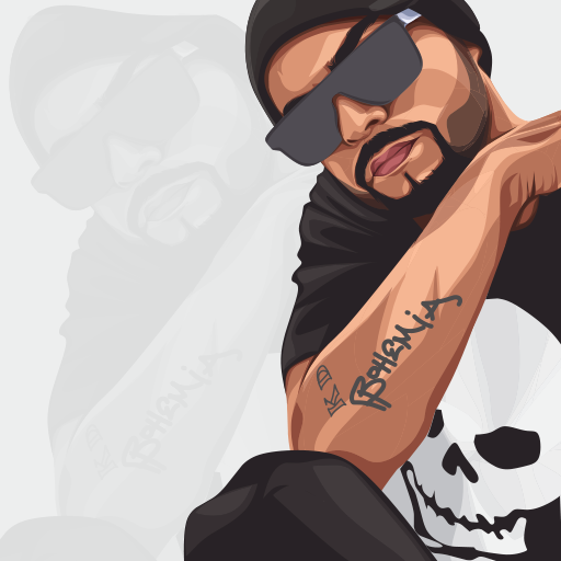 Punjabi Singer Bohemia showing tattoo Vector illustration