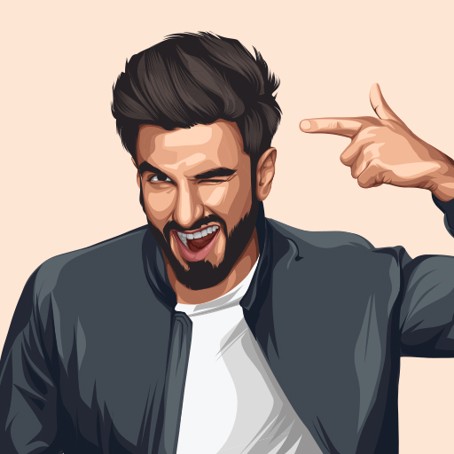 Vector portrait illustration of Indian Bollywood actor Ranveer Singh
