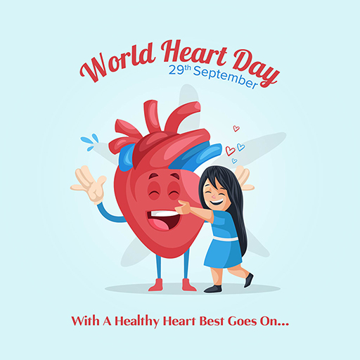 World Heart Day banner design template with the girl is hugging a heart