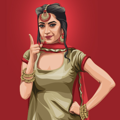 Bhumika Sharma Indian Model, Film Actress Vector Portrait Illustration