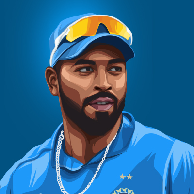 Hardik Pandya Indian International Cricketer Vector Portrait Illustration Hardik Pandya Indian International Cricketer Vector Portrait Illustration