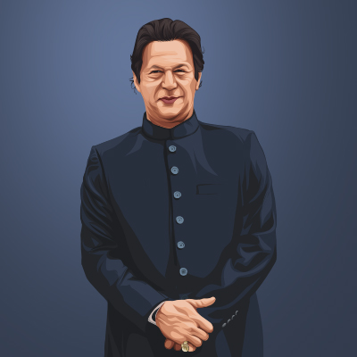 Imran Ahmed Khan Niazi Prime Minister Of Pakistan Vector Portrait Illustration
