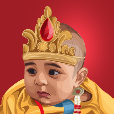 Little Krishna Vector Portrait Illustration