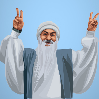 Osho Chandra Mohan Jain Indian Public Speaker Vector Portrait Illustration