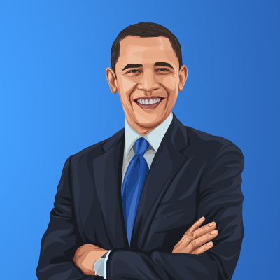 Barack Obama 44th President Of United States Vector Portrait Illustration