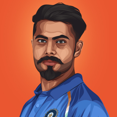 Ravindra Jadeja Indian International Cricketer Vector Portrait Illustration