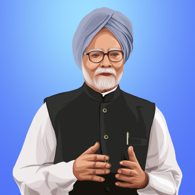 Manmohan Singh Indian Economist, Academic & Politician Vector Portrait Illustration 