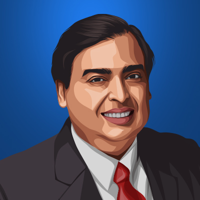 Mukesh Ambani Indian Businessman Portrait Vector Illustration