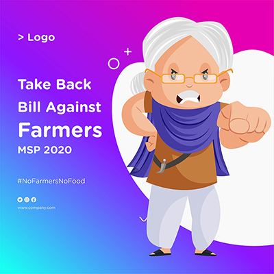 Banner Design Of Farmer Protest Old Woman is Against Farmers Bill
