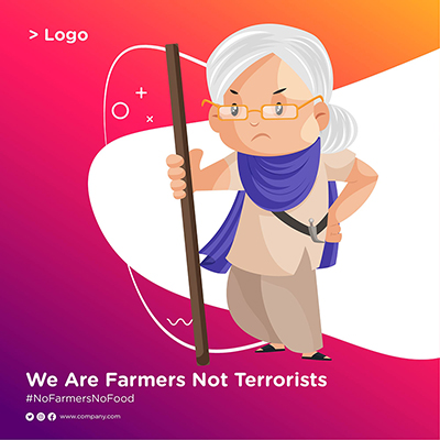Banner Design of Farmer Protest Template Old Lady in the Strike