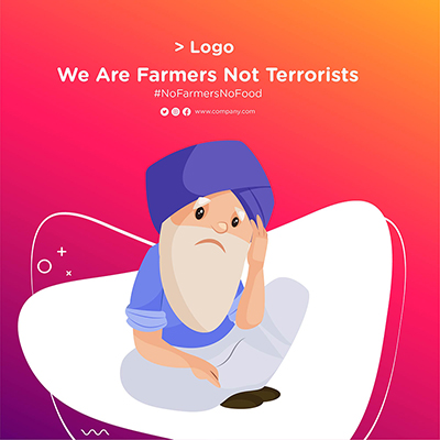 Banner Design of Farmer Protest Template With an Old Man is Sitting Sad