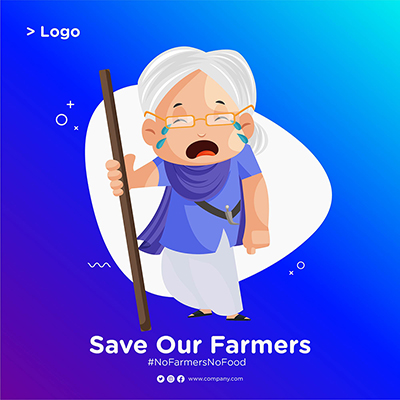 Banner Design of Farmer Protest Template With an Old Woman is Crying