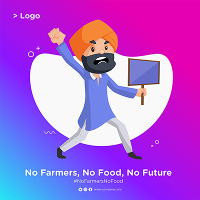 Banner Design of Farmer Protest Template With a Man Holding Board in Hand