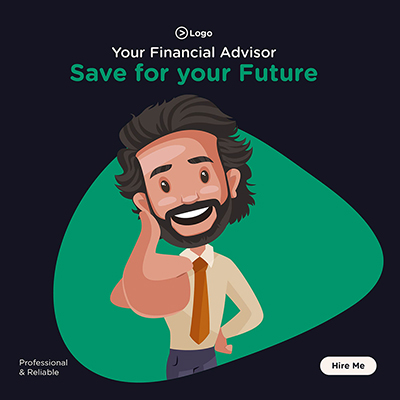 Banner design template of business in growth concept with a financial advisor