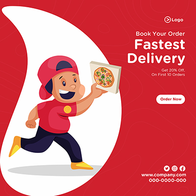 Fastest delivery service at your point search and book now banner design