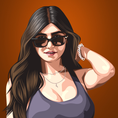 Mia Khalifa Pornographic Actress and Webcam Model Vector Portrait Illustration