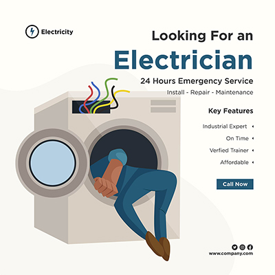 Online banner design for electrician service repairing a washing machine-06 small