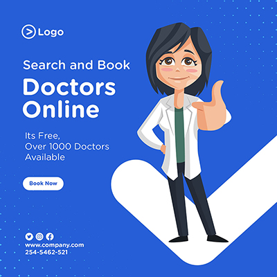 Search & Book Doctors Online Banner Design Doctor With Thumbs-up