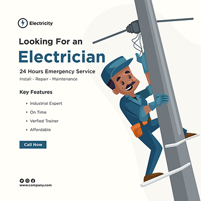 Social media banner design of electrician works service template