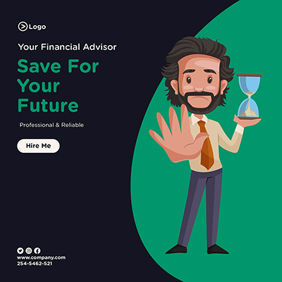 Social media banner design with ask your financial advisor before investing