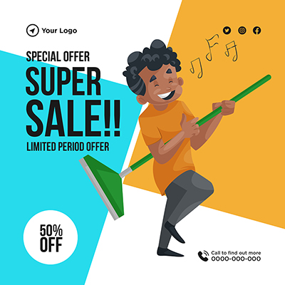 Special Offer Super Sale Banner Design Boy is Dancing With Wiper