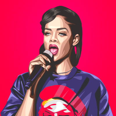 Rihanna Barbadian Singer, Actor Vector Portrait Illustration