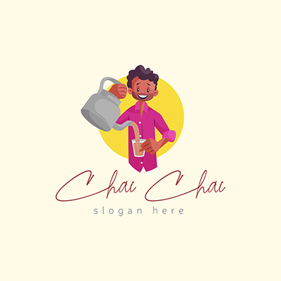 Indian Chai wala vector mascot logo template