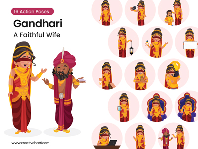 Gandhari – A Faithful Wife Vector Character Bundle