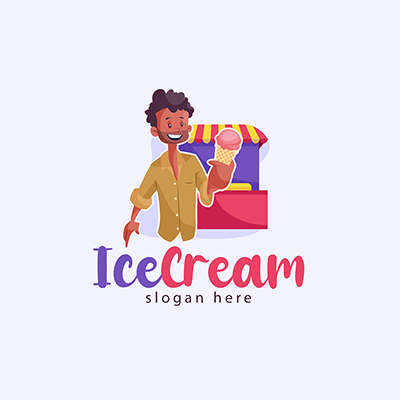 Indian ice cream seller vector mascot logo template