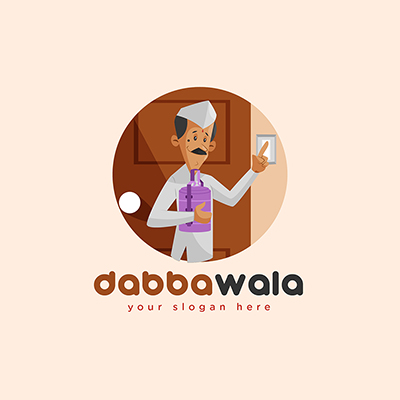 Indian dabbawala vector mascot logo template