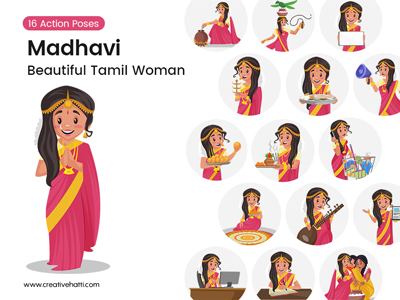 Madhavi – Beautiful Tamil Woman Vector Bundle