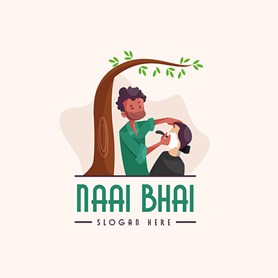 Indian Naai bhai vector mascot logo template