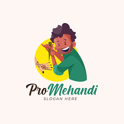 Indian pro mehandi artist vector mascot logo template