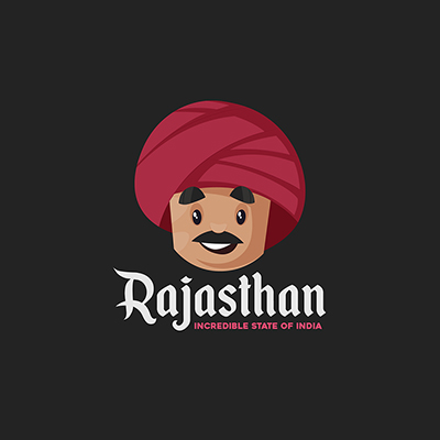 Indian Rajasthan man face vector mascot logo template
