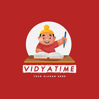 Indian vidya time vector mascot logo template