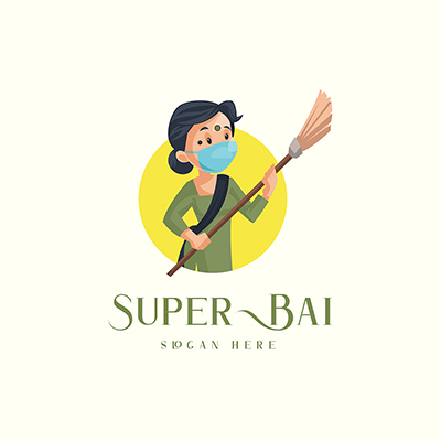 Indian super bai vector mascot logo template
