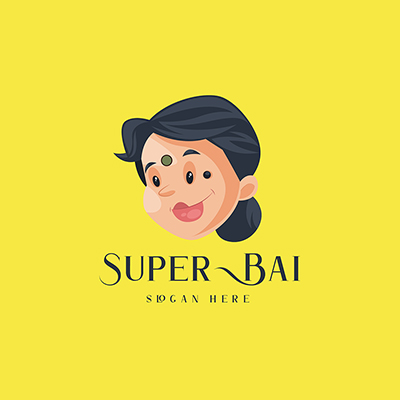 Indian super bai face vector mascot logo template