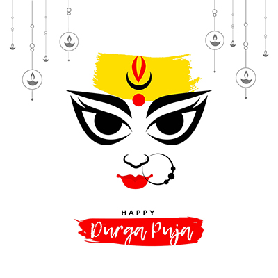 Banner design of happy Durga puja on Navratri festival