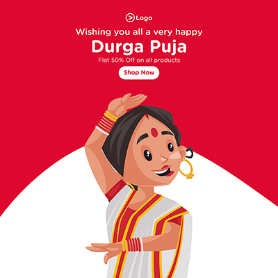 Banner design of wishing you all a very happy Durga puja Banner design of wishing you all a very happy Durga puja