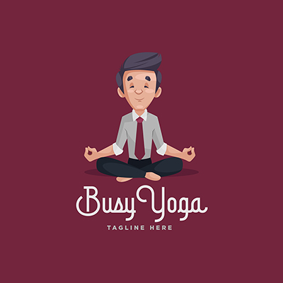 Busy Yoga Vector Mascot Logo Template