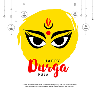 Durga puja on Navratri cultural festival with banner design