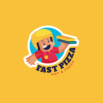 Fast Pizza Vector Mascot Logo Template