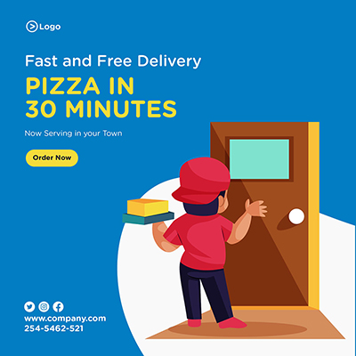 Fast and free pizza delivery service banner