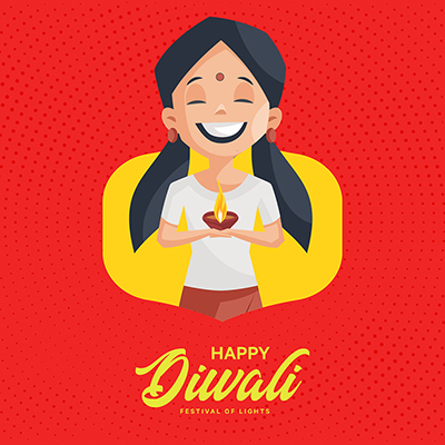 Happy Diwali festival of lights banner template