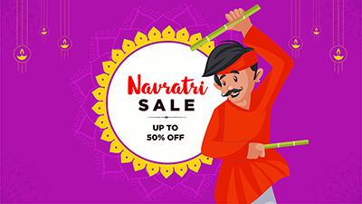 Happy Navratri festival sale offer banner design template