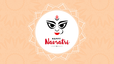 Happy Navratri Indian festival with Durga face banner template
